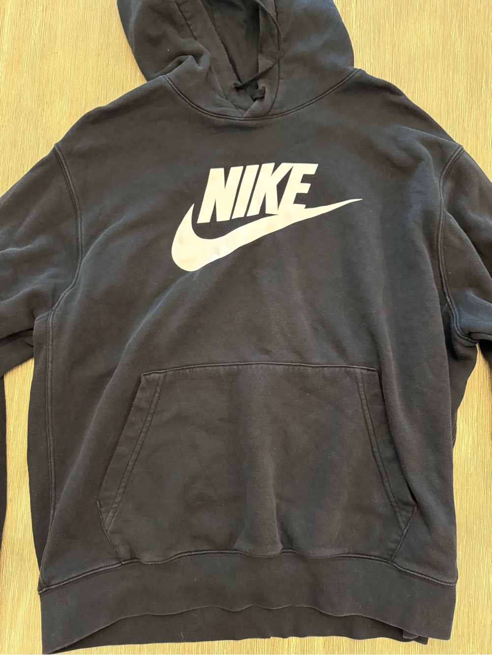 Nike Black Crewneck Hoodie with White Swoosh XL